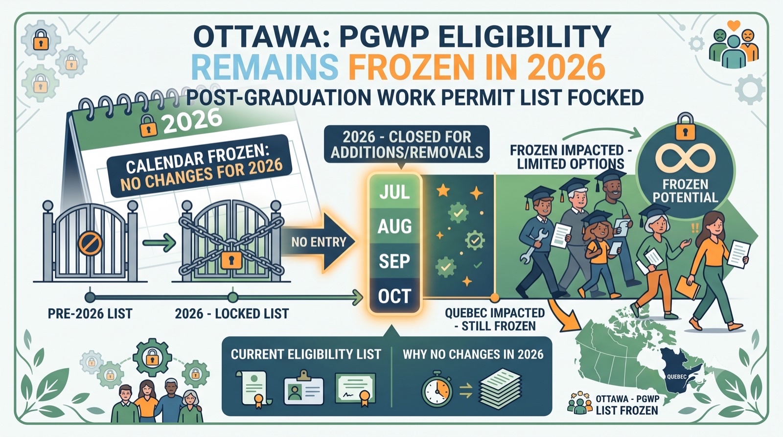 Post-graduation work permit 2026: the eligible-program list stays frozen