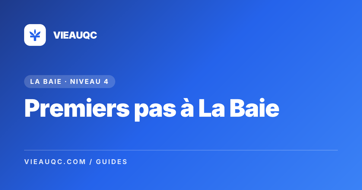 Premiers pas à La Baie