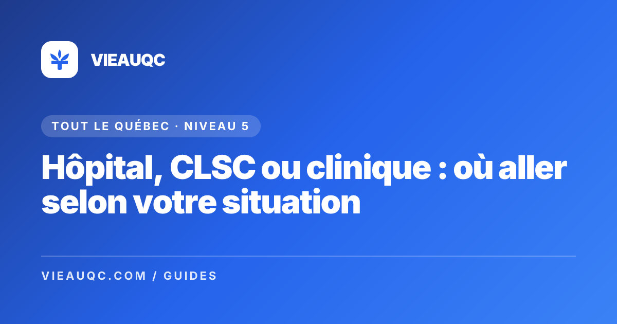 Hôpital, CLSC ou clinique : où aller selon votre situation
