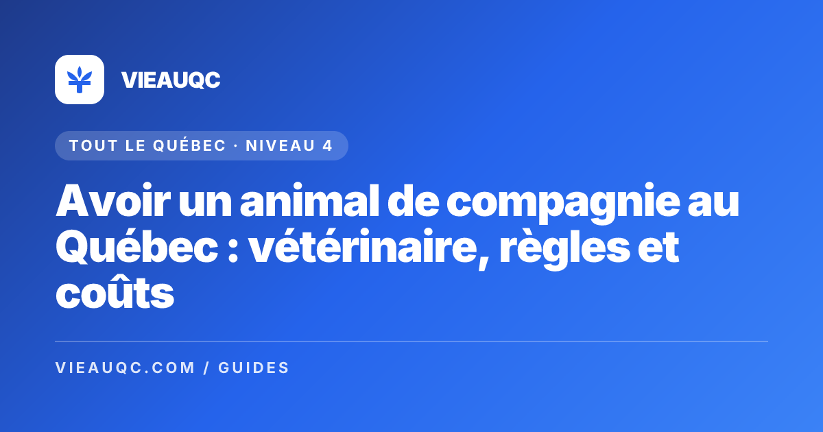 Avoir un animal de compagnie au Québec : vétérinaire, règles et coûts